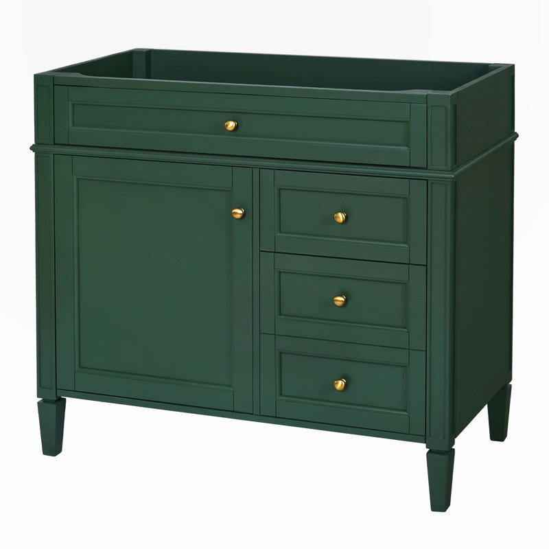 Meuble-lavabo pour salle de bain, Vert, Doré