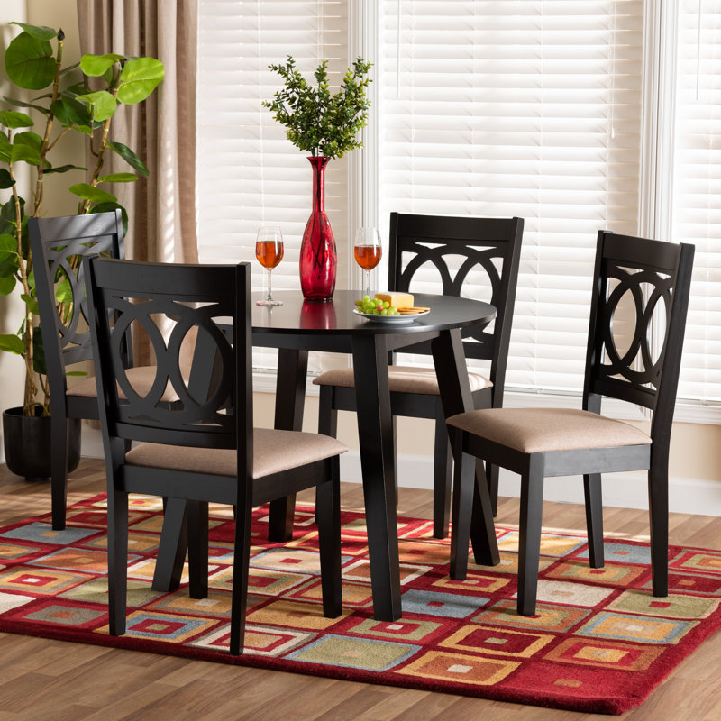 Ensemble repas pour quatre personnes, Beige / brun foncé