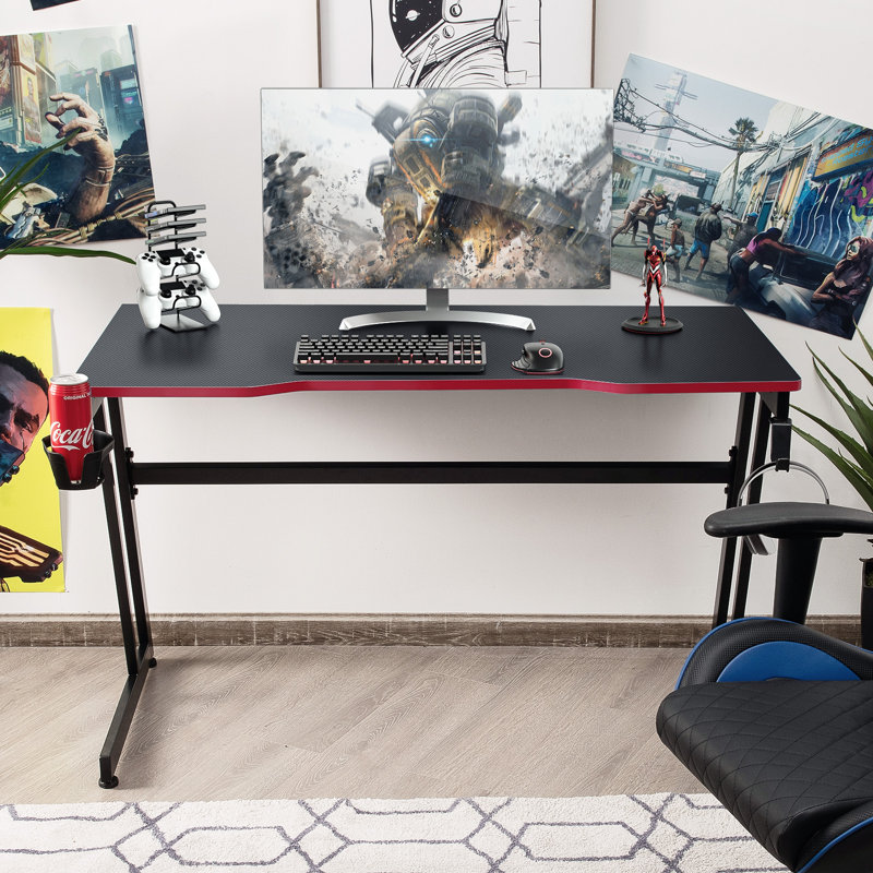 Iron Computer Desk, Black/Red