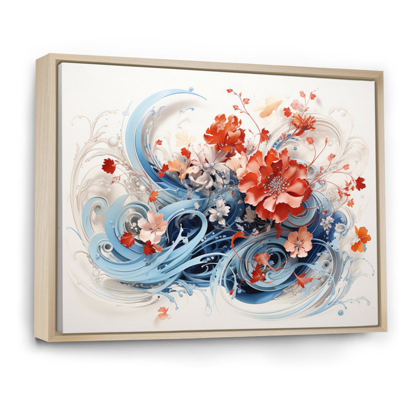 «China Art Calligraphy Essence I» sur toile, Cadre naturel flottant, H 34 po x l 44 po x P 1,5 po
