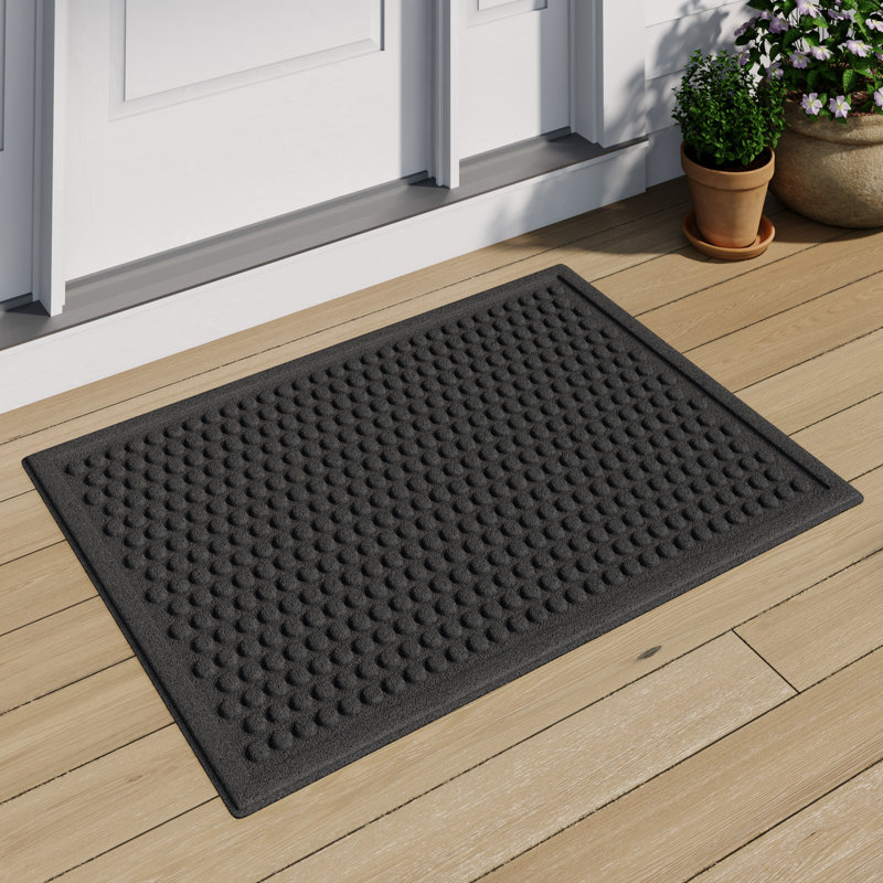 Eufaula Dots Impressions Recycled Rubber All Weather Outdoor Door Mat, Rectangle 1'6" x 2'6", Chocolate