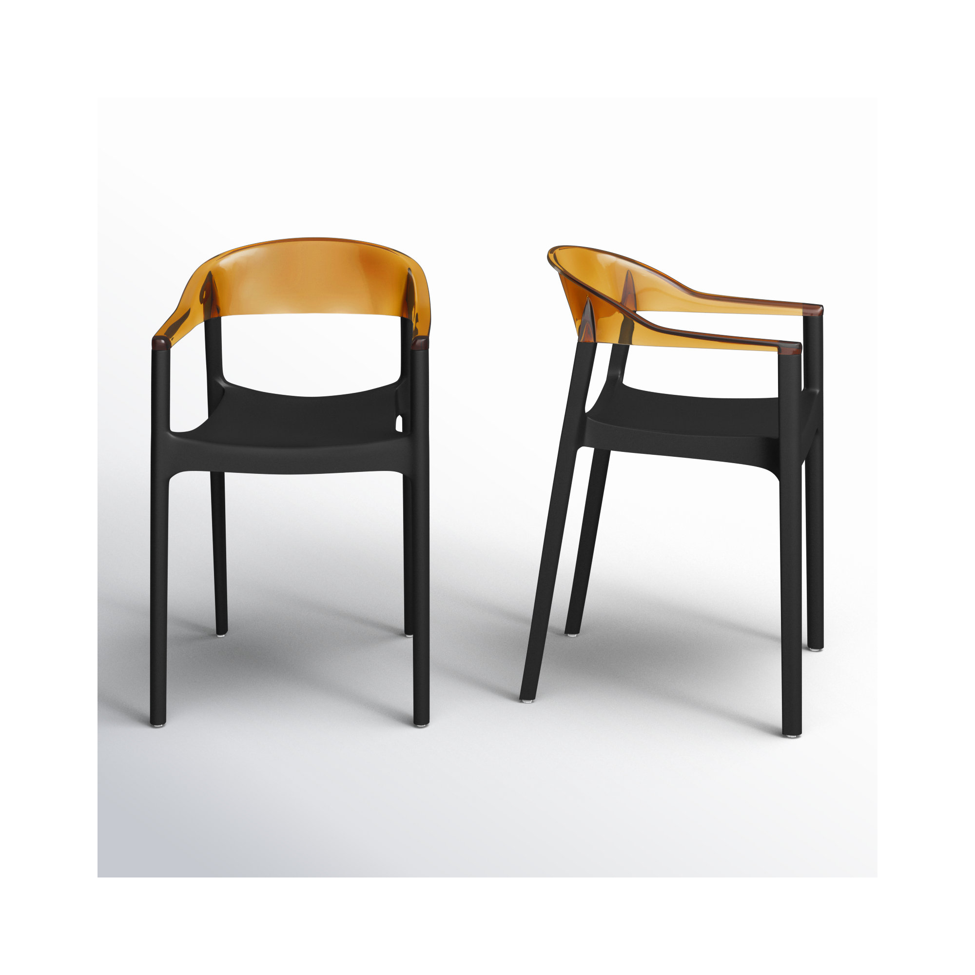 Stella Stacking Patio Dining Armchair, Black/Transparent Amber