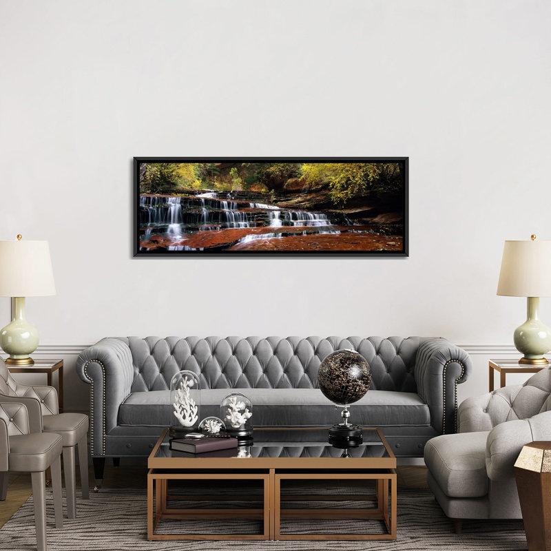 «Panoramic Waterfall in a Forest», reproduction de photo sur toile tendue, H 12 po x l 36 po x P 1,5 po