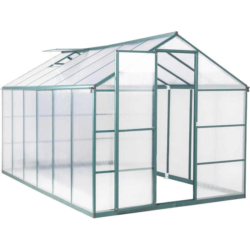 Serre en polycarbonate, serre robuste, serres d'extérieur avec fenêtre d'aération, 144"