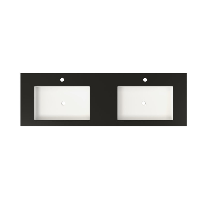 Lavabo en pierre pour salle de bain - Noir mat, 46,96 po de profondeur, 19,02 po de largeur, 4,35 po de hauteur, 55,55 lb d'espaces à proportions équilibrées, fonction de teinture, fixation murale ou de comptoir, esthétique intemporelle,