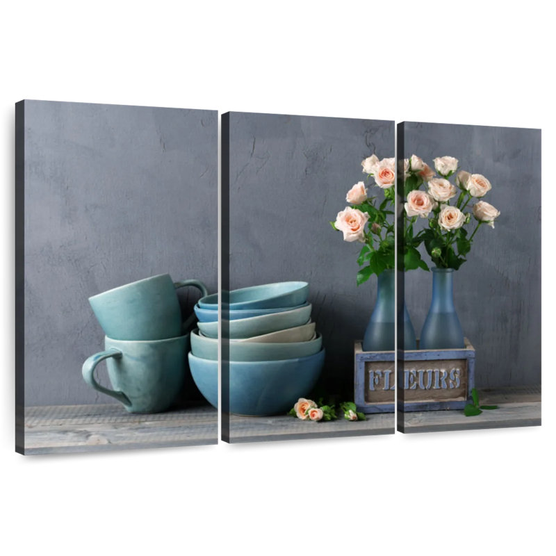 Senne Rustic Blue Ceramics, 36" H x 57" W