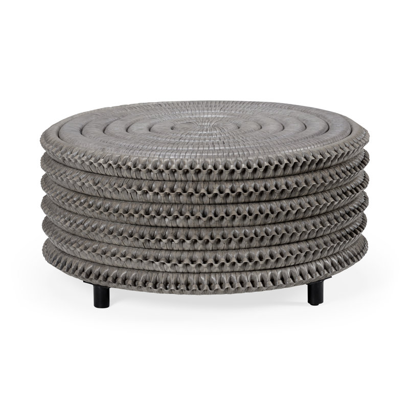 Wildwood Ash Gray Round Rattan 33" Coffee Table