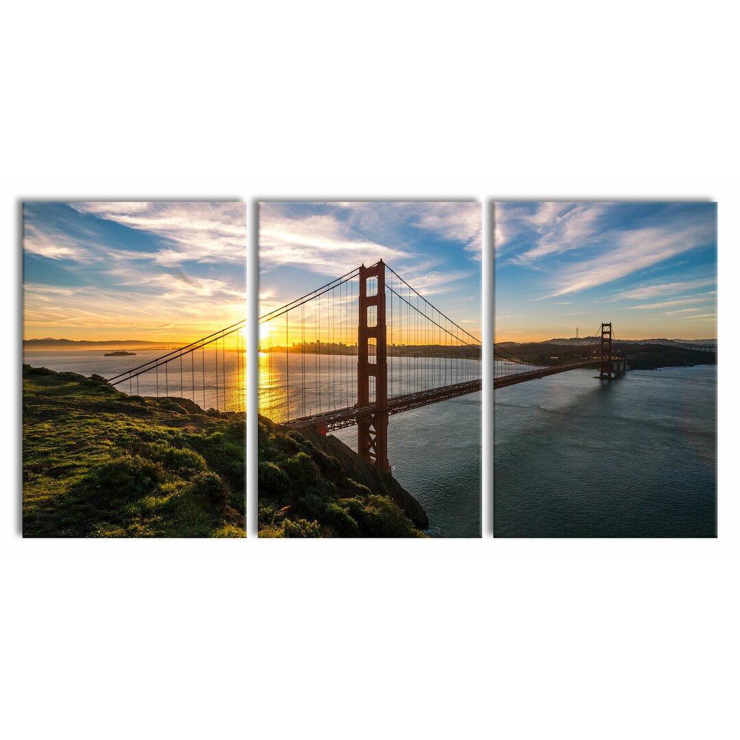 3-tlg. Leinwandbilder-Set Golden Gate Bridge