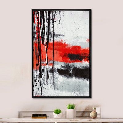 Grunge Red And Black Drifting - Abstract Canvas Wall Art