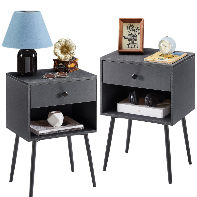 Kempst Nightstands Set for Bedroom Living Room, Gray