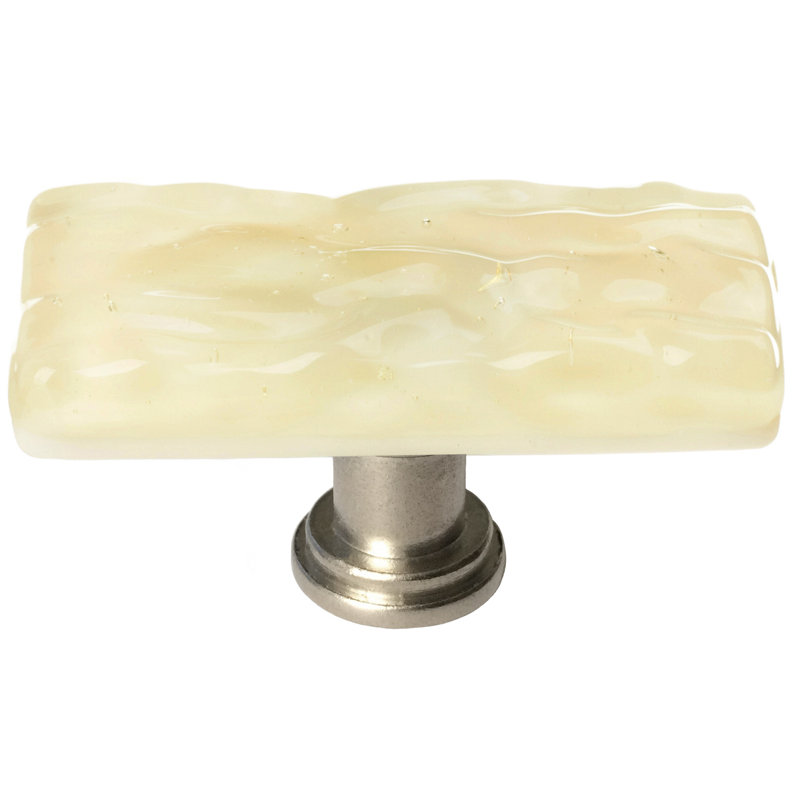 Skinny Glacier 2" Length Rectangle Knob, Pale Yellow, Satin Nickel