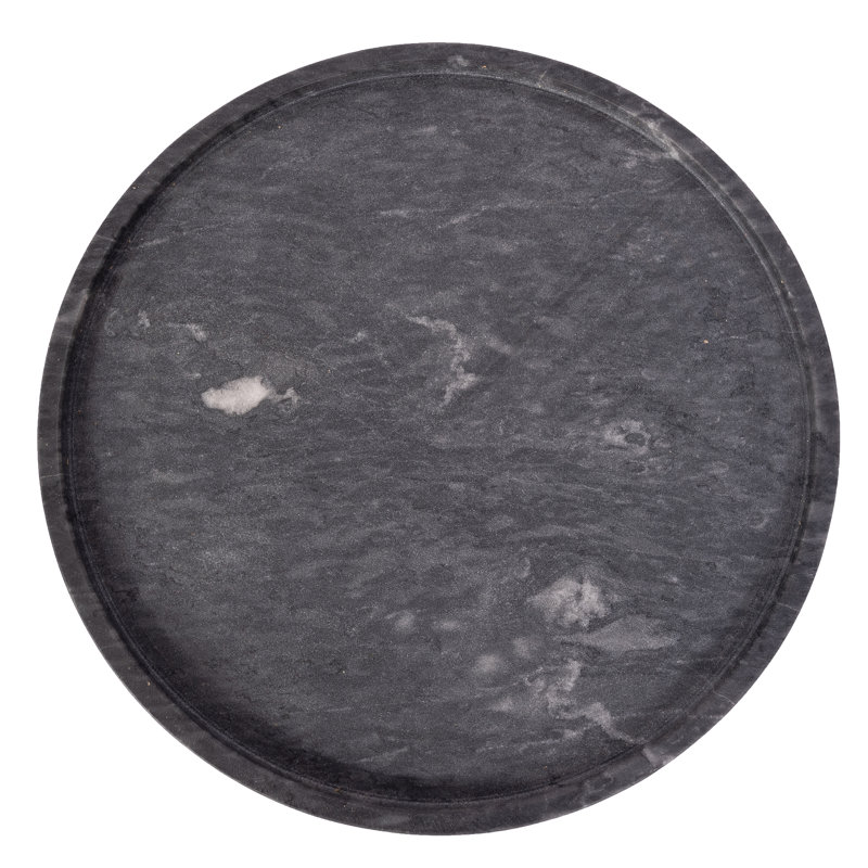 Plateau rond en marbre Artifacts Rattan ™, Noir mat
