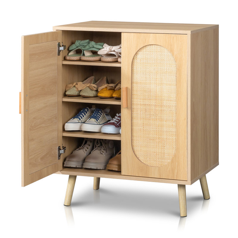 Armoire de rangement pour chaussures Rubenstein, Bois naturel