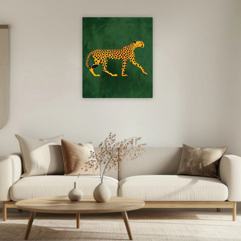 Art mural minimaliste sur toile non encadrée vert foncé 24 po x 36 po