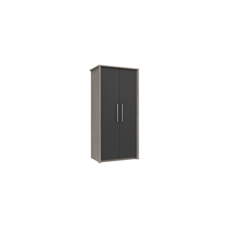 Colville 2 Door Manufactured Wood Wardrobe, Grey Oak/Graphite Gloss