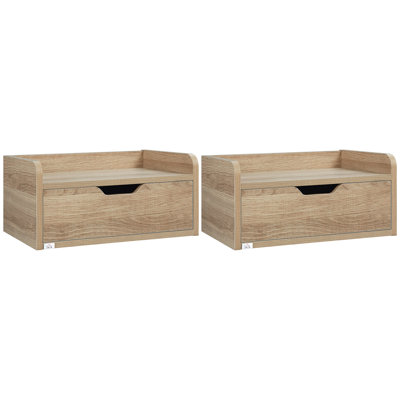 Hzuaneri Bedside Tables Hanging Set Of 2 Wall Mounted Drawers, Wall