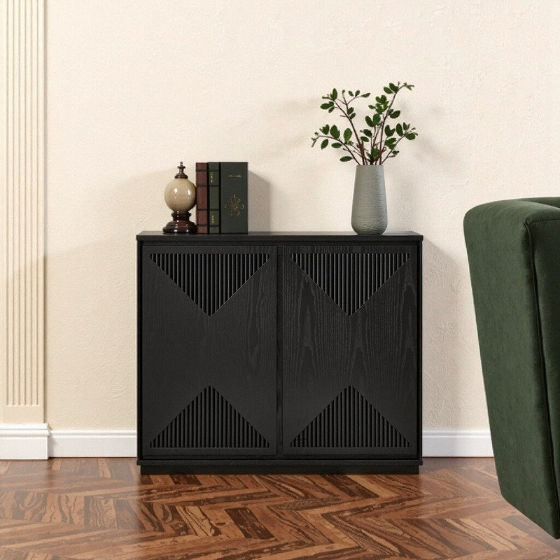 Buffet en bois massif Pensa, Noir