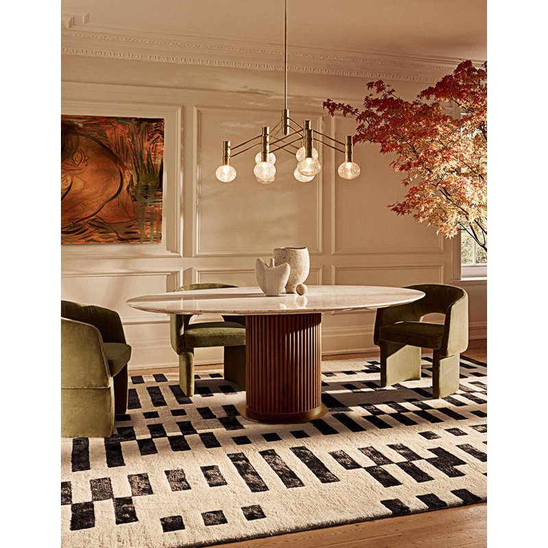 Oval Faux Marble Top Dining Table, 180cm