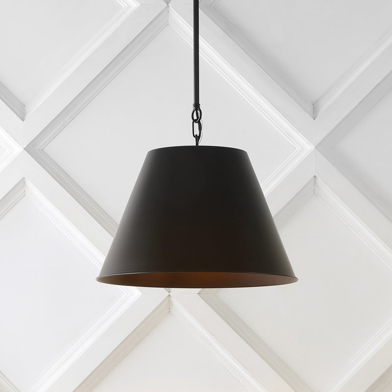 Harper 1-Light Industrial Farmhouse Adjustable Tapered Cone Empire Metal LED Pendant, 92" H x 18" W x 18" D