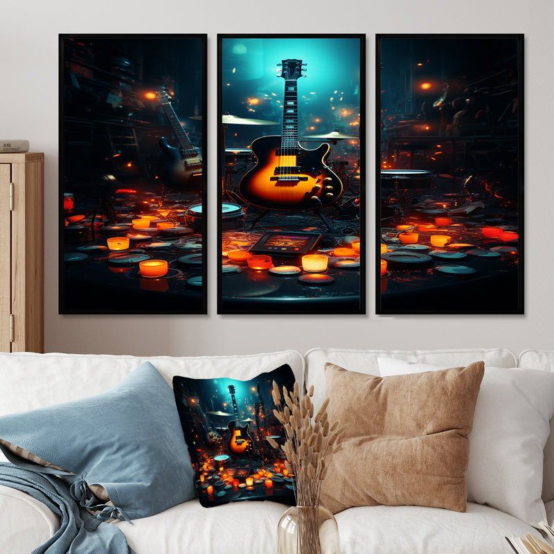 Casanova - Ensemble d'art mural musical, Cadre flottant noir, H 40 po x l 60 po x P 1 po
