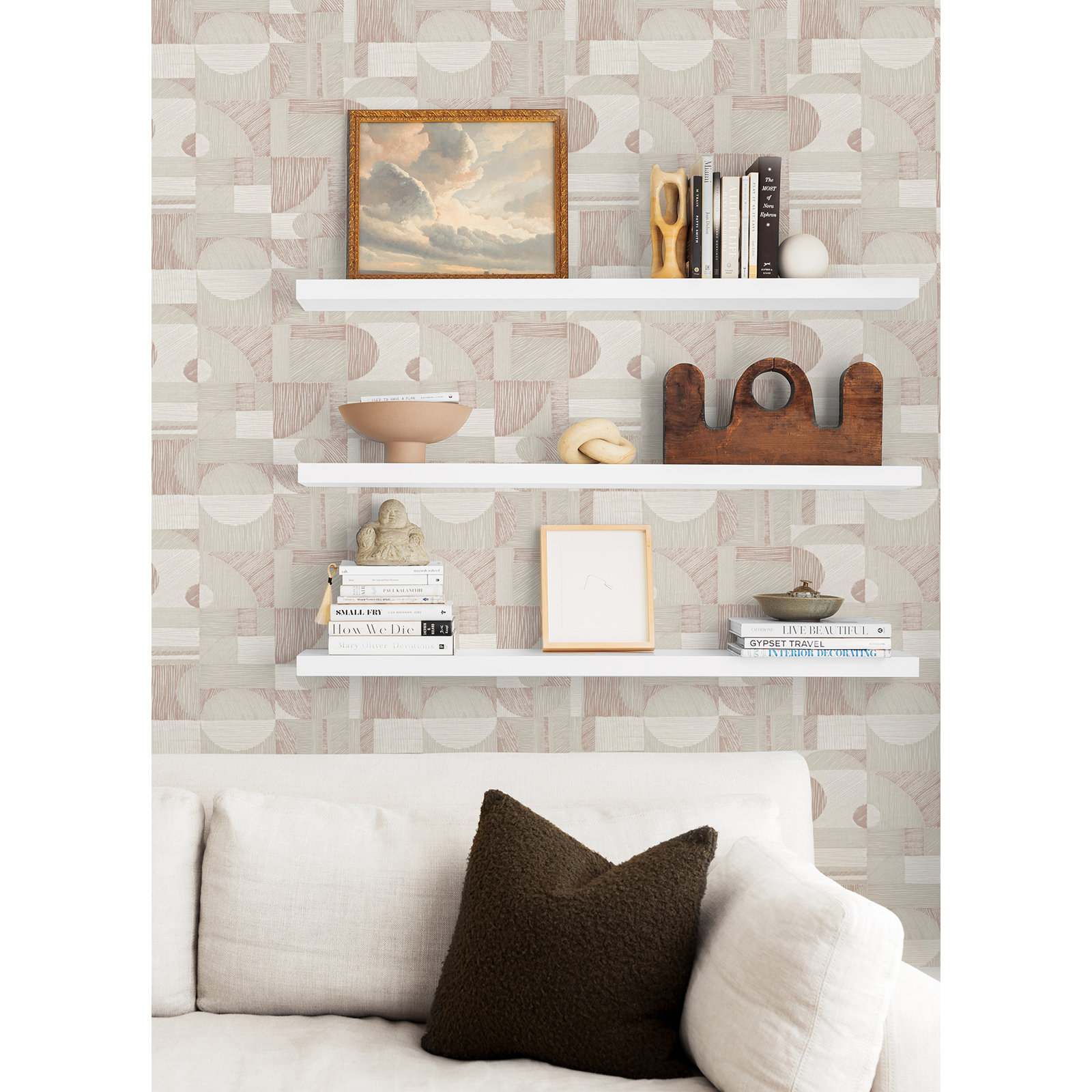 Aviara Modern Peel & Stick Geometric Wallpaper, Rose Gold