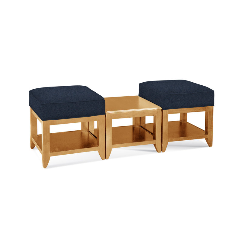 Elements Upholstered Cube Ottoman, Basic Navy; 0317-61, Havana