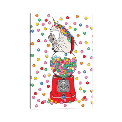 Unicorn Gumballs by Notsniw Art - Print on Canvas