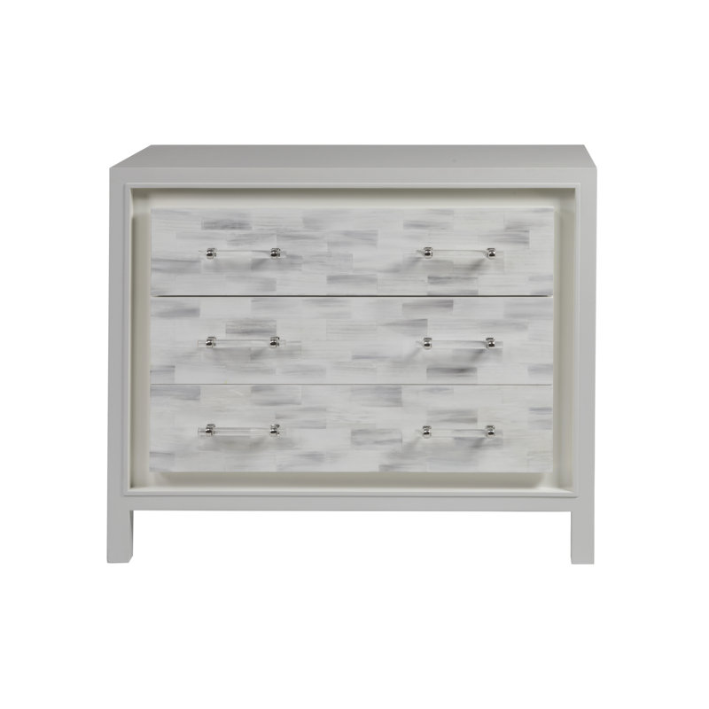 Elation White Faux Horn 3-Drawer Hall Chest