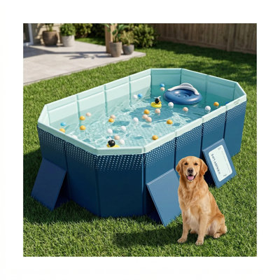 Piscine en PVC pliable non gonflable 73,62 po x 53,93 po x 17,71 po Scendor, piscine hors-terre 900L / 240Gal