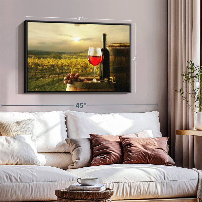 «Sonoma Vineyard Red Wine Wall Art», H 21 po x l 31 po