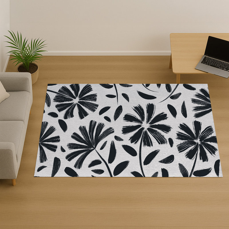 Floral Area Rug, Rectangle 90 x 150 cm