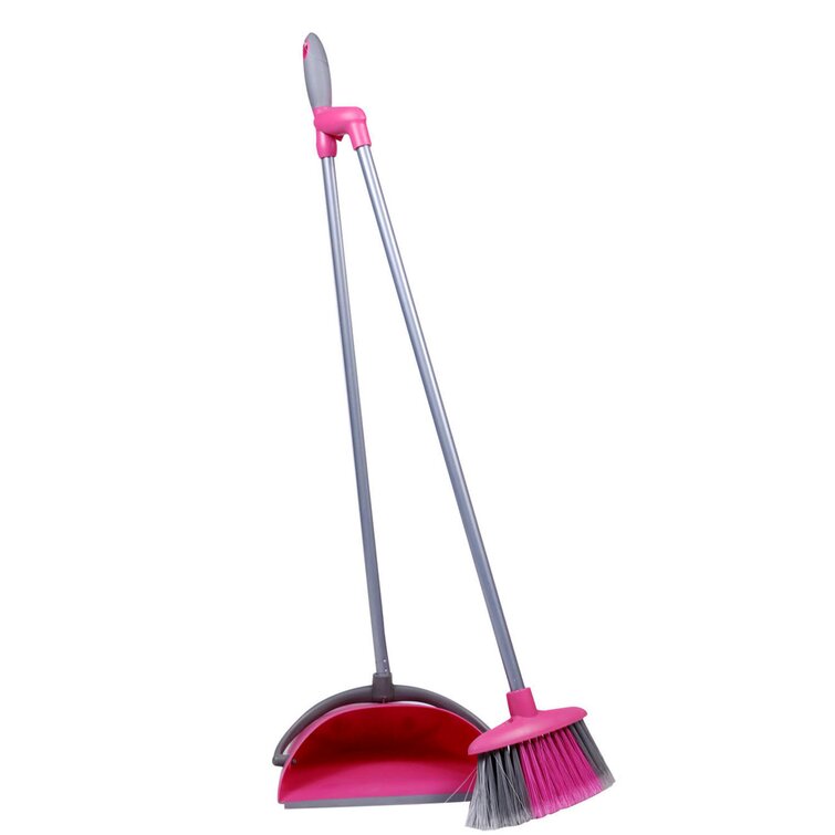 Broom and Dustpan Comb Set, Long Handle Sweeping Broom for Indoor