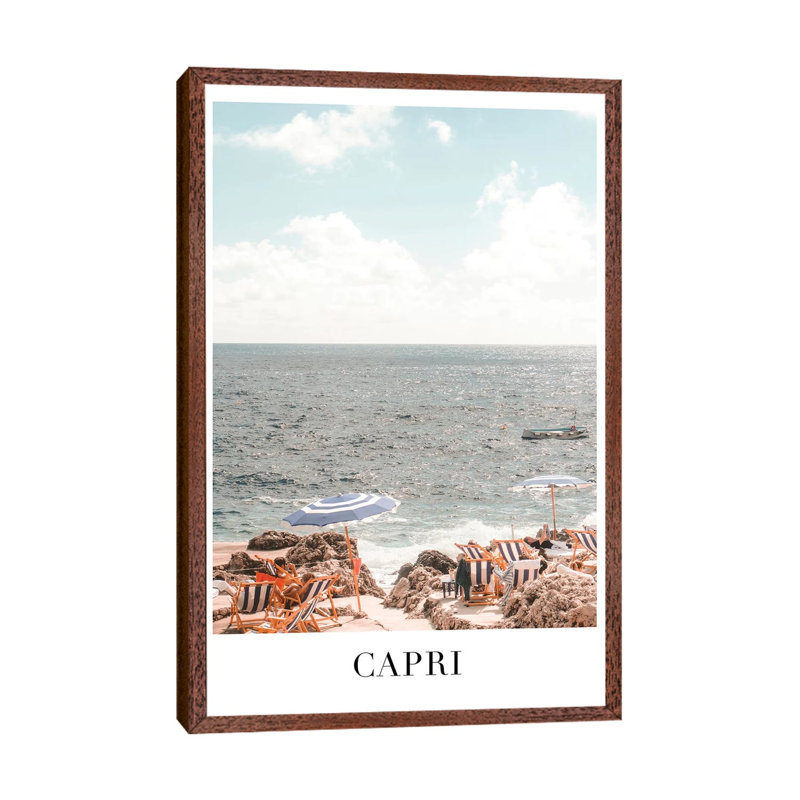 Capri Travel - Print on Canvas, Classic Brown Wood Framed, 66.04cm H x 45.72cm W x 3.81cm D