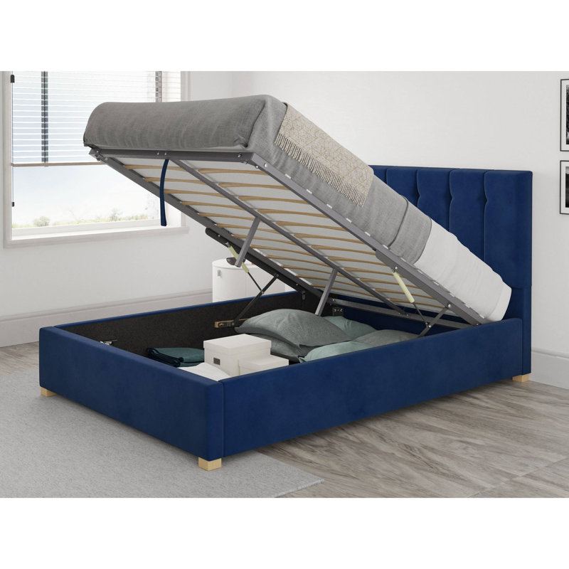 Hutridge Upholstered Ottoman Storage Bed, Kingsize (5'), Navy