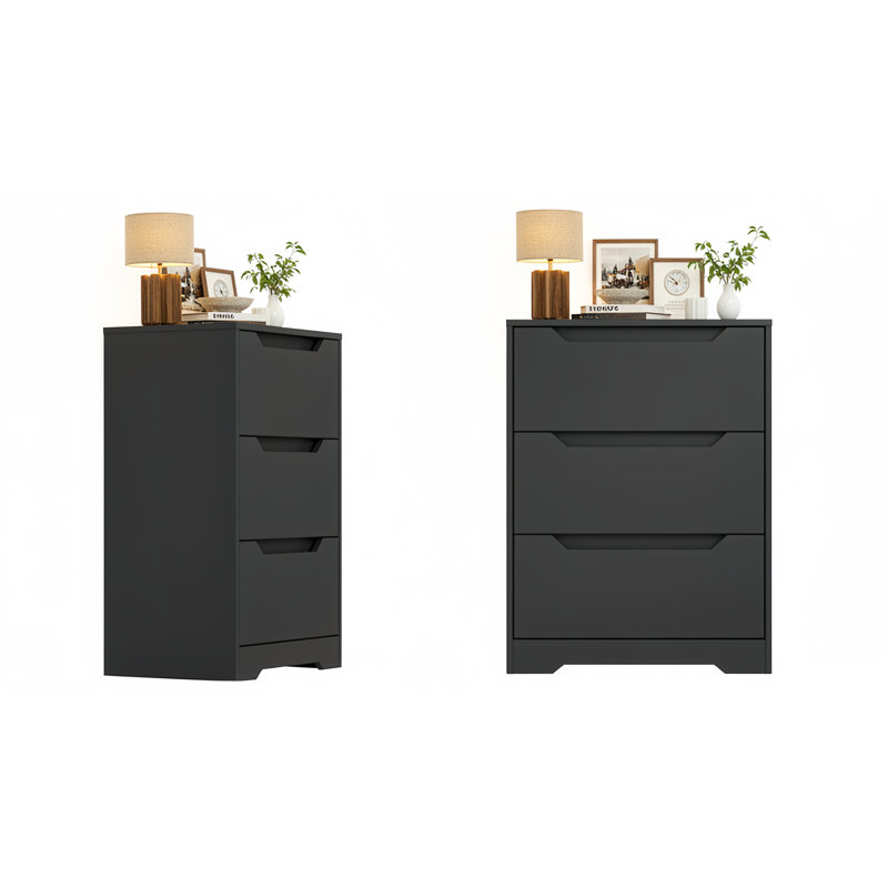 Commode 3 tiroirs Hartsell, Noir