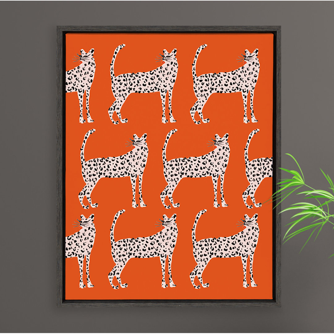 Elsner Sassy Pink Cheetahs' by Kendra Dandy - Bouffants and Broken Hearts - Floater Frame Graphic Art Print on Canvas Everly Quinn