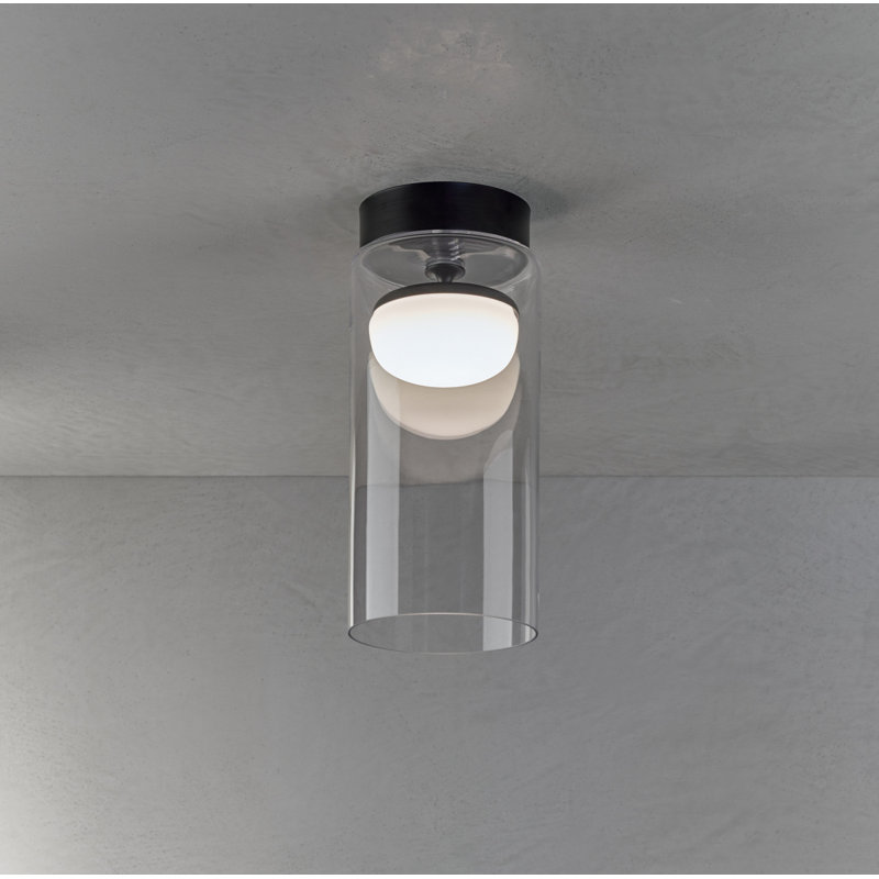 Glass LED Semi Flush Mount, 41cm H x 18cm W x 18cm D, Matt Black, 3000K