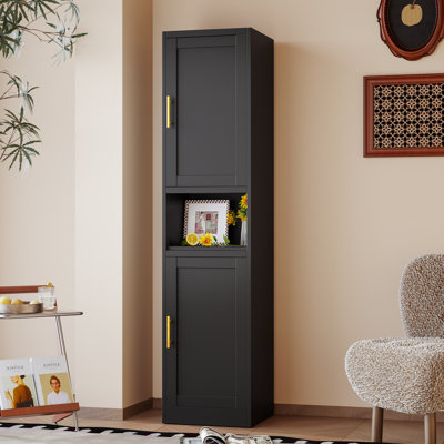 Freestanding Steel Storage Cabinet With 2 Doors And Shelves For Kitchen Living Room