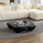 Table basse moderne en faux travertin texturé pour le salon / bureau, noir-1818086516