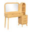 Meuble-lavabo cannelé avec miroir, grande coiffeuse moderne avec plateau en verre avec 4 tiroirs et armoire de rangement