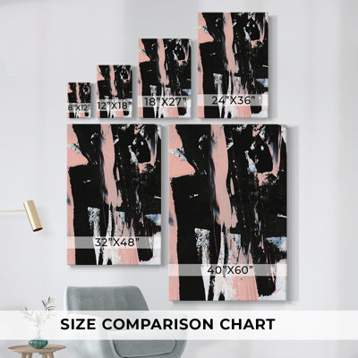 Black & Blush I - Toile tendue avec châssis de qualité supérieure - Prêt à accrocher