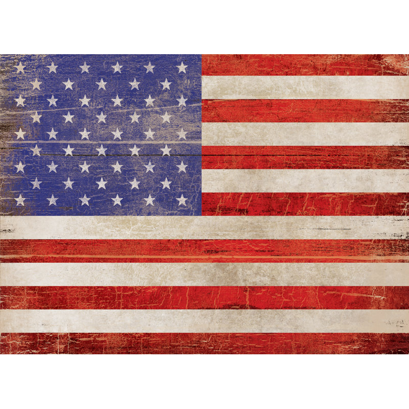 Distressed American Flag - Wrapped Canvas Print, 61cm H x 91cm W x 3.8cm D
