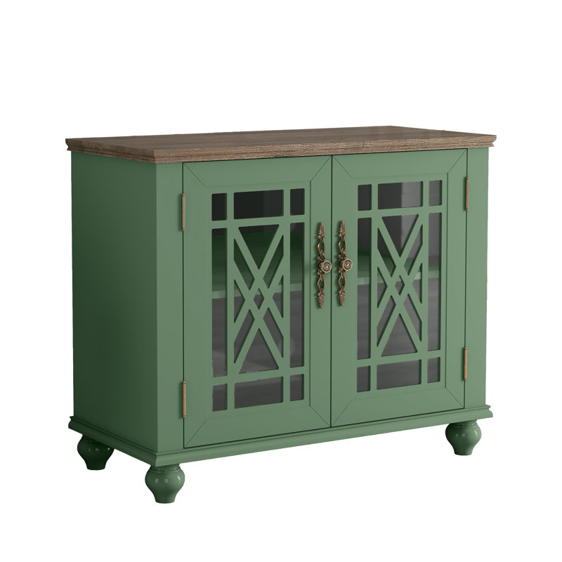 Buffet de 38 po de largeur Angelith, Vert / Naturel