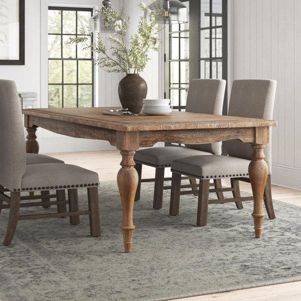 Laurel Foundry Modern Farmhouse Extendable Solid Wood Base Dining Table 