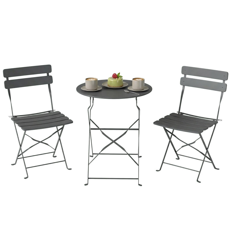 2 - Person Patio Dining Set with Round Table, Grey