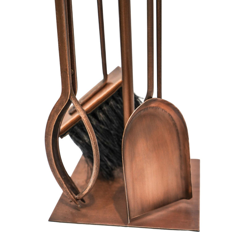 Antique Copper Fireside Companion Set H74cm W20.5cm