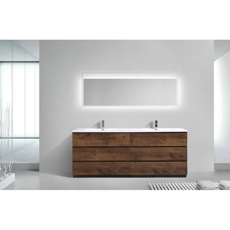 Ensemble de meuble-lavabo double 84 po Bobijo, Palissandre