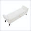 Banc de rangement moderne de 60 po avec pieds en bois Mid-Century et tissu Teddy - crème