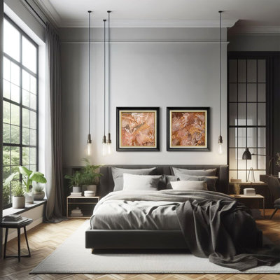 " Earth Tone Botanical With Leaf And Floral Illustrations Modern Art Minimalist " 2 - Pieces