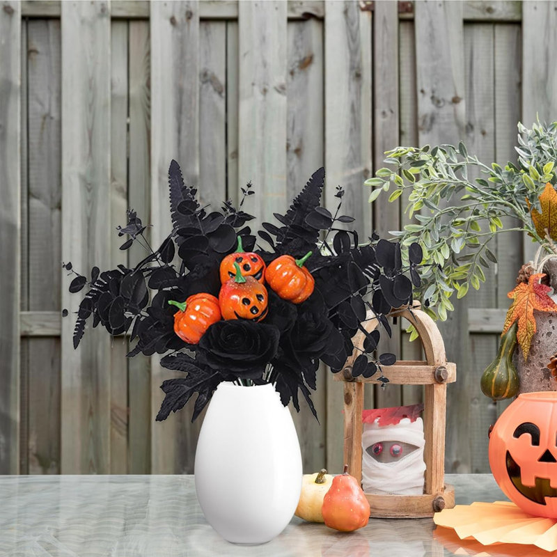 Décorations d'Halloween, branches de citrouille artificielles, feuilles d'érable, décoration de branches d'Halloween, pour décoration d'intérieur